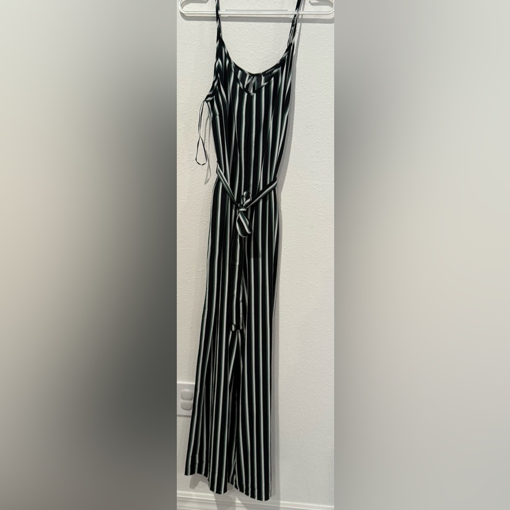 Ambiance women’s Black, White, Green Striped Jumpsuit